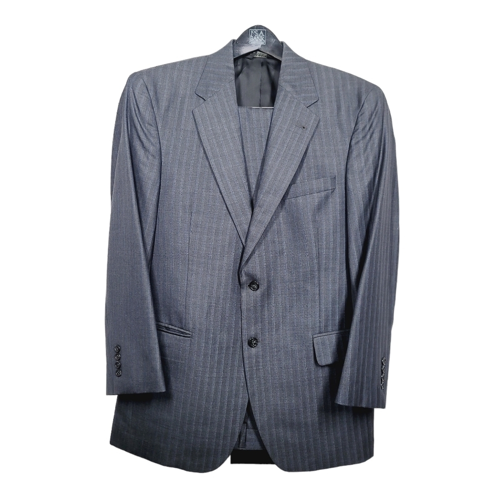 Jos. A Banks Navy Striped Suit Set Wool Silk Blend